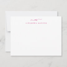 Magenta Roze Script Monogram Chic Swash Stationery