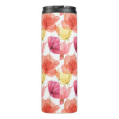 Magenta Roze & Sinaasappel Waterverf Bloemen Thermosbeker (Achterkant)