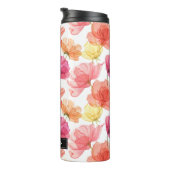 Magenta Roze & Sinaasappel Waterverf Bloemen Thermosbeker (Geroteerd rechts)