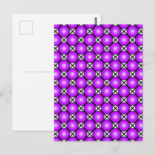 Magenta roze Stippen Black White Lattice Patroon Briefkaart (Voorkant / Achterkant)