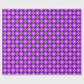 Magenta roze Stippen Black White Lattice Patroon Cadeaupapier (Vlak)