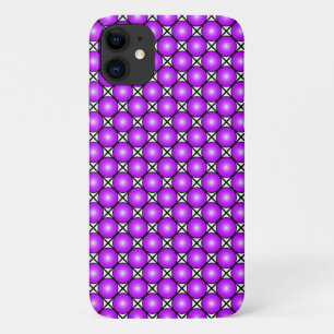 Magenta roze Stippen Black White Lattice Patroon Case-Mate iPhone Case