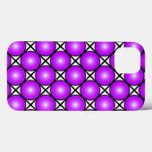 Magenta roze Stippen Black White Lattice Patroon Case-Mate iPhone Case (Achterkant (horizontaal))
