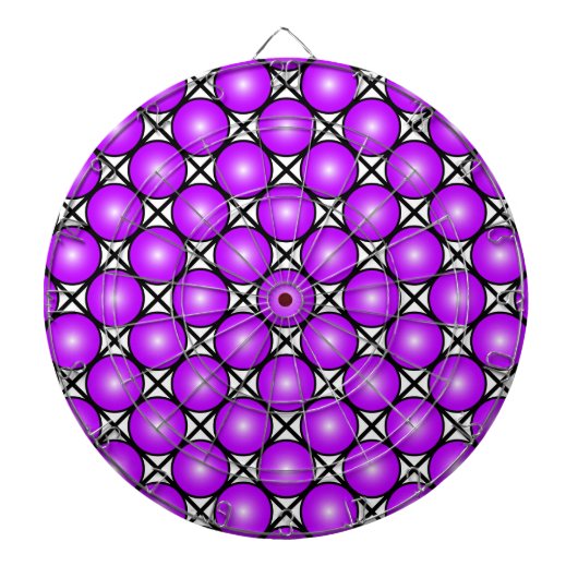 Magenta roze Stippen Black White Lattice Patroon Dartbord (Voorkant)