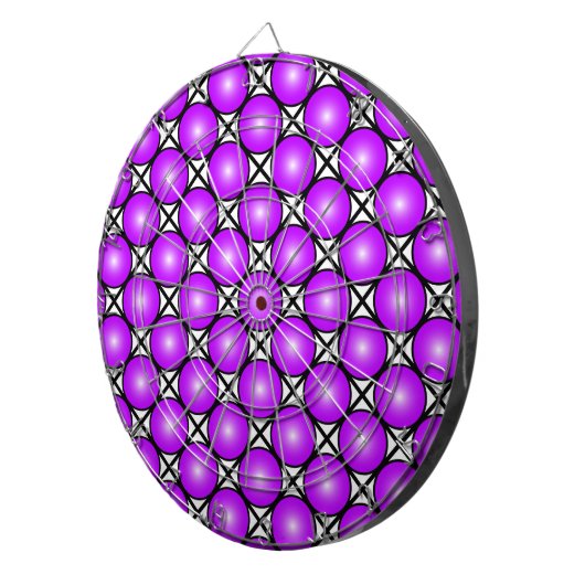 Magenta roze Stippen Black White Lattice Patroon Dartbord (Voorkant Rechts)