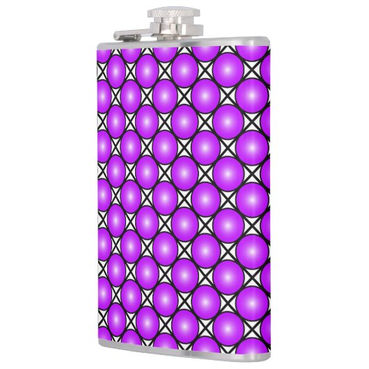 Magenta roze Stippen Black White Lattice Patroon Heupfles (Links)