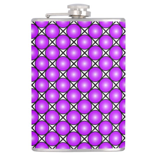 Magenta roze Stippen Black White Lattice Patroon Heupfles (Voorkant)