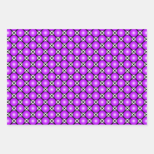 Magenta roze Stippen Black White Lattice Patroon Inpakpapier Vel (Voorkant 3)