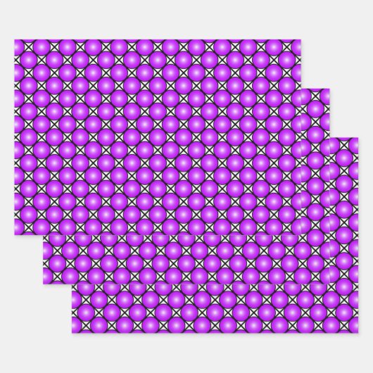 Magenta roze Stippen Black White Lattice Patroon Inpakpapier Vel (Set)
