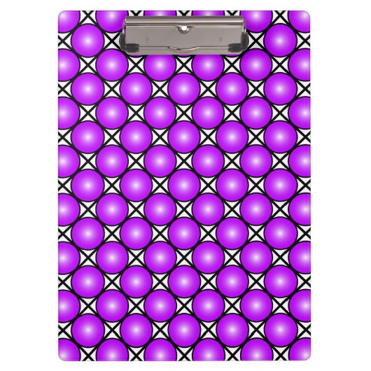 Magenta roze Stippen Black White Lattice Patroon Klembord (Voorkant)