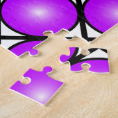 Magenta roze Stippen Black White Lattice Patroon Legpuzzel (Zijkant)