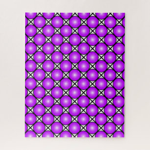 Magenta roze Stippen Black White Lattice Patroon Legpuzzel