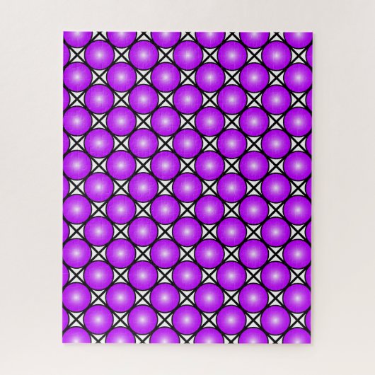 Magenta roze Stippen Black White Lattice Patroon Legpuzzel (Verticaal)