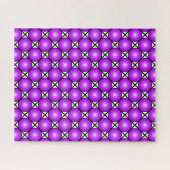 Magenta roze Stippen Black White Lattice Patroon Legpuzzel (Horizontaal)