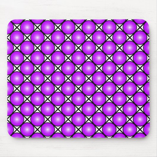 Magenta roze Stippen Black White Lattice Patroon Muismat (Voorkant)
