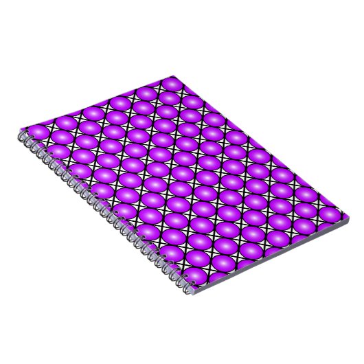 Magenta roze Stippen Black White Lattice Patroon Notitieboek (Rechterzijde)