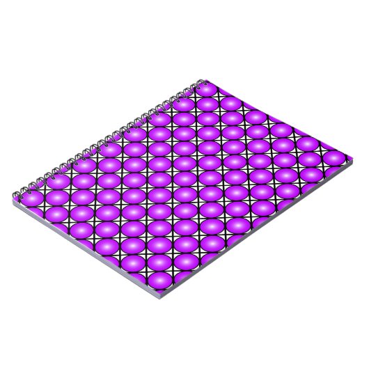 Magenta roze Stippen Black White Lattice Patroon Notitieboek (Linkerzijde)