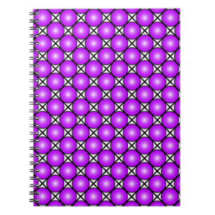 Magenta roze Stippen Black White Lattice Patroon Notitieboek