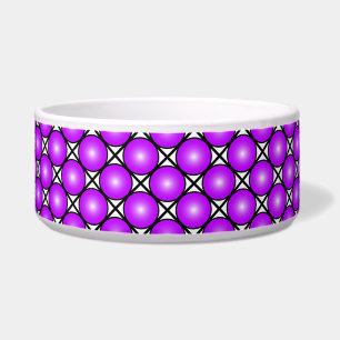 Magenta roze Stippen Black White Lattice Patroon Voerbakje