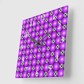 Magenta roze Stippen Black White Lattice Pattern Vierkante Klok (Hoek)