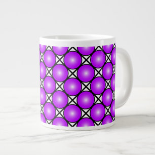 Magenta Roze Stippen Zwart Wit Lattice Patroon Grote Koffiekop