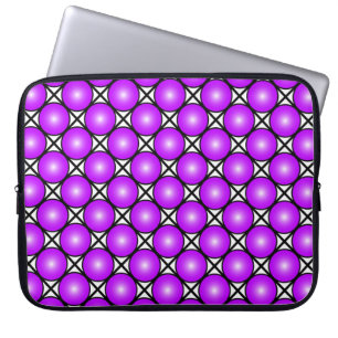 Magenta Roze Stippen Zwart Wit Lattice Patroon Laptop Sleeve