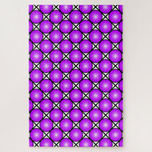Magenta Roze Stippen Zwart Wit Lattice Patroon Legpuzzel
