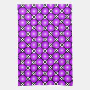 Magenta Roze Stippen Zwart Wit Lattice Patroon Theedoek