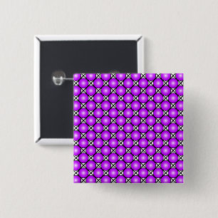 Magenta Roze Stippen Zwart Wit Lattice Patroon Vierkante Button 5,1 Cm