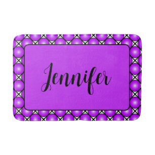 Magenta Roze Stippen Zwart Wit Lattice Patroonnaam Badmat