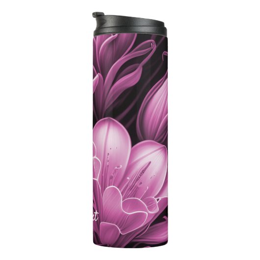 Magenta roze thermisch thermisch getumbler thermosbeker (Geroteerd rechts)