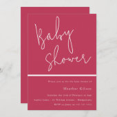 Magenta roze Trendy Modern Baby shower Kaart (Voorkant / Achterkant)