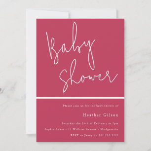 Magenta roze Trendy Modern Baby shower Kaart