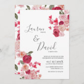 Magenta Roze Trouw Uitnodiging (Voorkant / Achterkant)