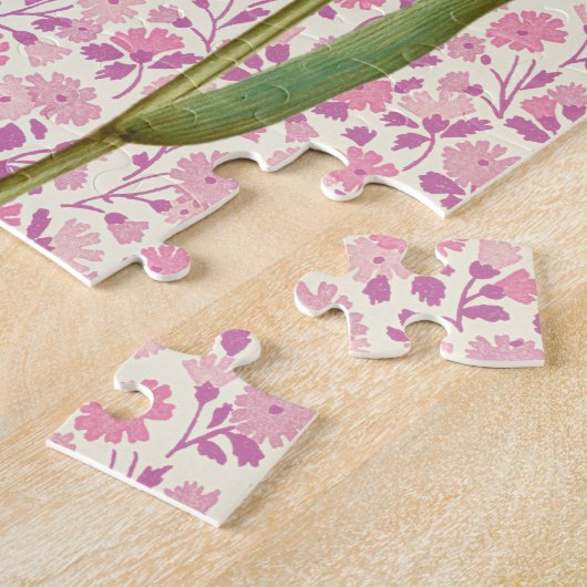 Magenta Roze Tulpenbloemen  Kunst Legpuzzel (Zijkant)