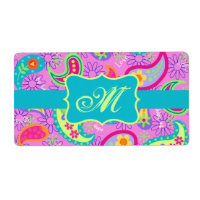 Magenta roze Turquoise Modern Paisley Monogram