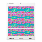 Magenta roze Turquoise Modern Paisley Monogram Etiket (Full Sheet)