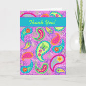 Magenta roze Turquoise Modern Paisley Pattern Bedankkaart (Voorkant)