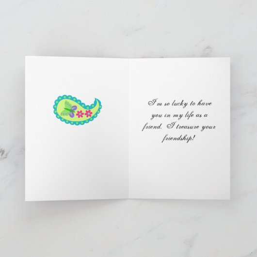 Magenta roze Turquoise Modern Paisley Pattern Bedankkaart (Binnen)