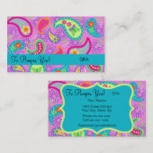 Magenta roze Turquoise Modern Paisley Pattern Visitekaartje (Voorkant / Achterkant)