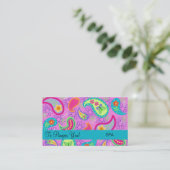 Magenta roze Turquoise Modern Paisley Pattern Visitekaartje (Staand voorkant)