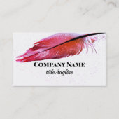 magenta roze veer kunst op wit custom visitekaartje (Voorkant)