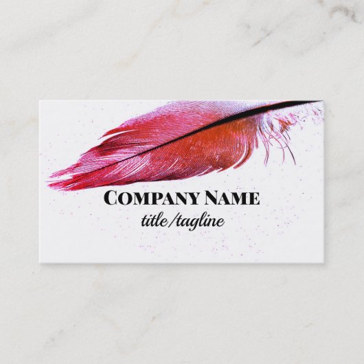 magenta roze veer kunst op wit custom visitekaartje (Voorkant)
