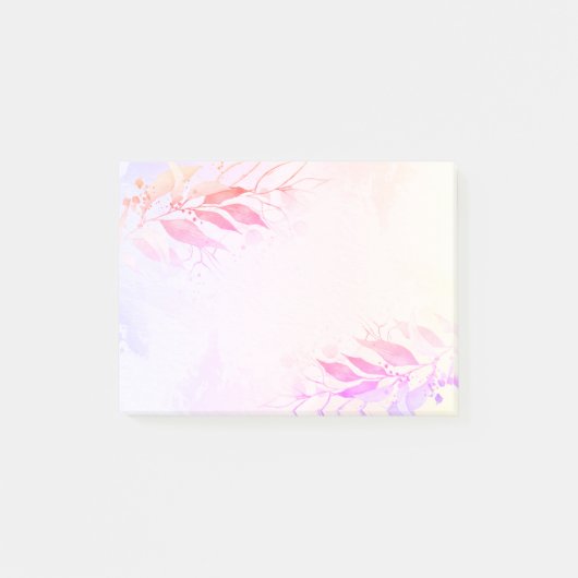 Magenta Roze Waterverf Bladeren Bloemen Bruiloft Post-it® Notes (Voorkant)