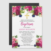 Magenta Roze Waterverf Bloemdoop Uitnodiging Magnetische Uitnodiging (Voorkant / Achterkant)