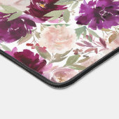 Magenta Roze Waterverf Bloemen Spiraal Bureaumat (Hoek)