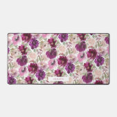 Magenta Roze Waterverf Bloemen Spiraal Bureaumat (Voorkant)