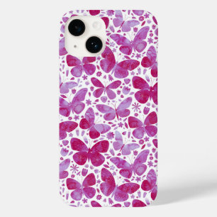 Magenta roze Waterverf Butterfly Case-Mate iPhone 14 Hoesje