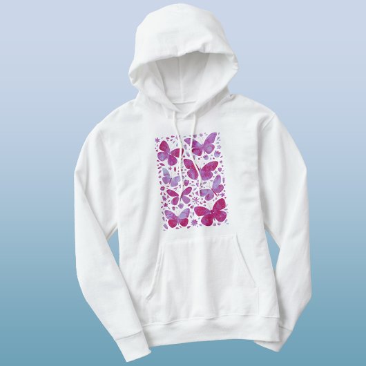 Magenta roze Waterverf Butterfly Hoodie