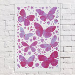 Magenta roze Waterverf Butterfly Imitatie Canvas Print<br><div class="desc">Magenta roze en witte waterverf vlinders patroon. Originele kunst van Nic Squirrell.</div>